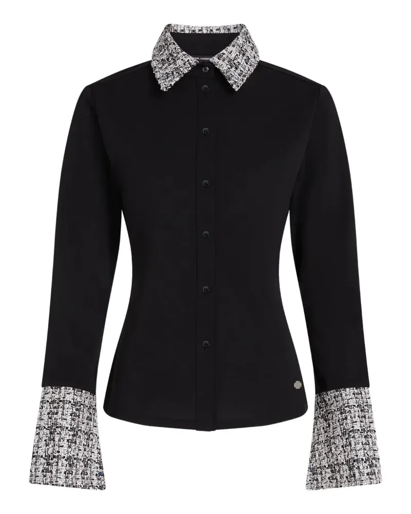 Karl Lagerfeld Poloshirt mit Bouclé-Besatz - Schwarz Schwarz