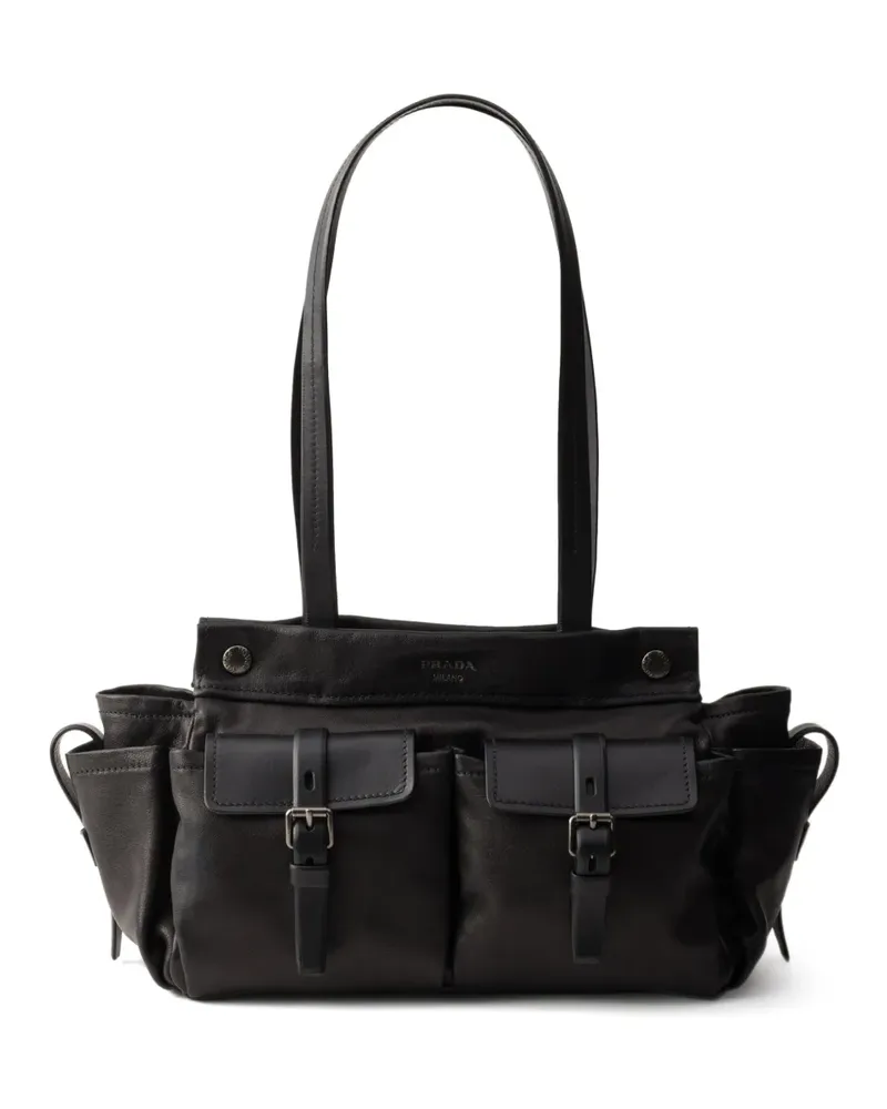 Prada Route medium leather tote bag - Schwarz Schwarz