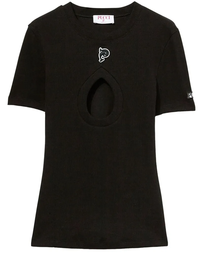 Emilio Pucci T-Shirt mit Cut-Out - Schwarz Schwarz