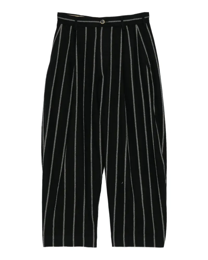 Uma Wang Bundfaltenhose mit Nadelstreifen - Schwarz Schwarz