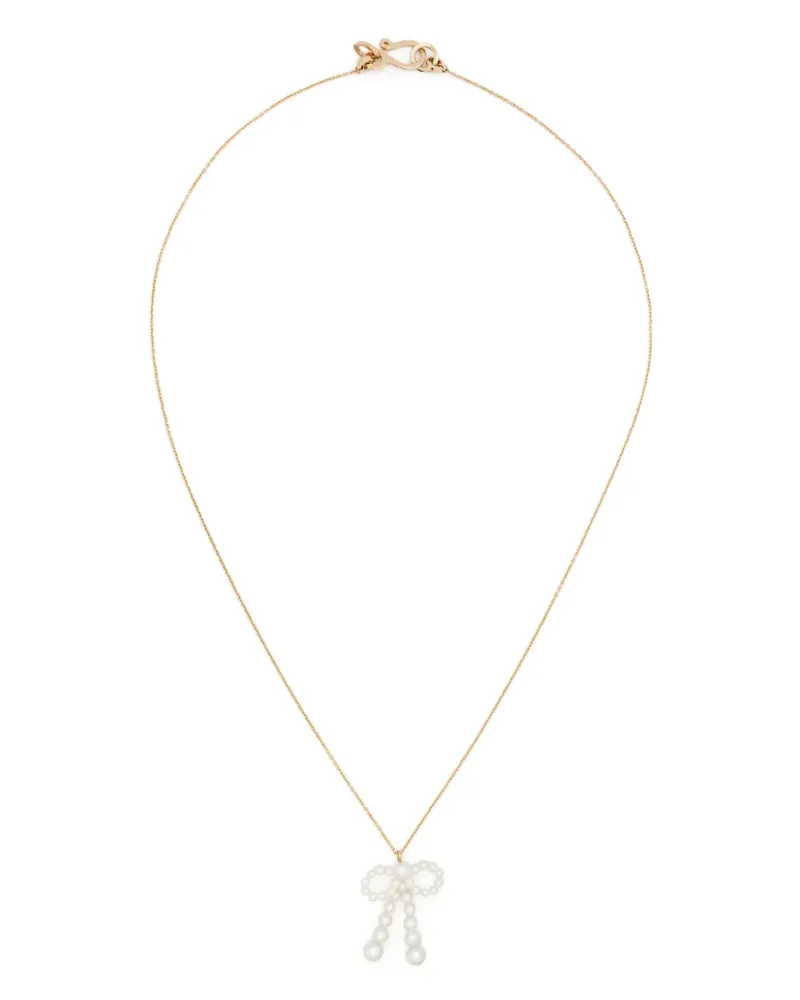 Sophie Bille Brahe 14kt Bow Simple Gelbgoldhalskette mit Anhänger Gold