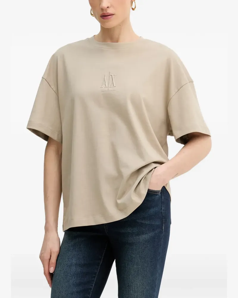 Armani Exchange logo-embroidered T-shirt - Nude Nude