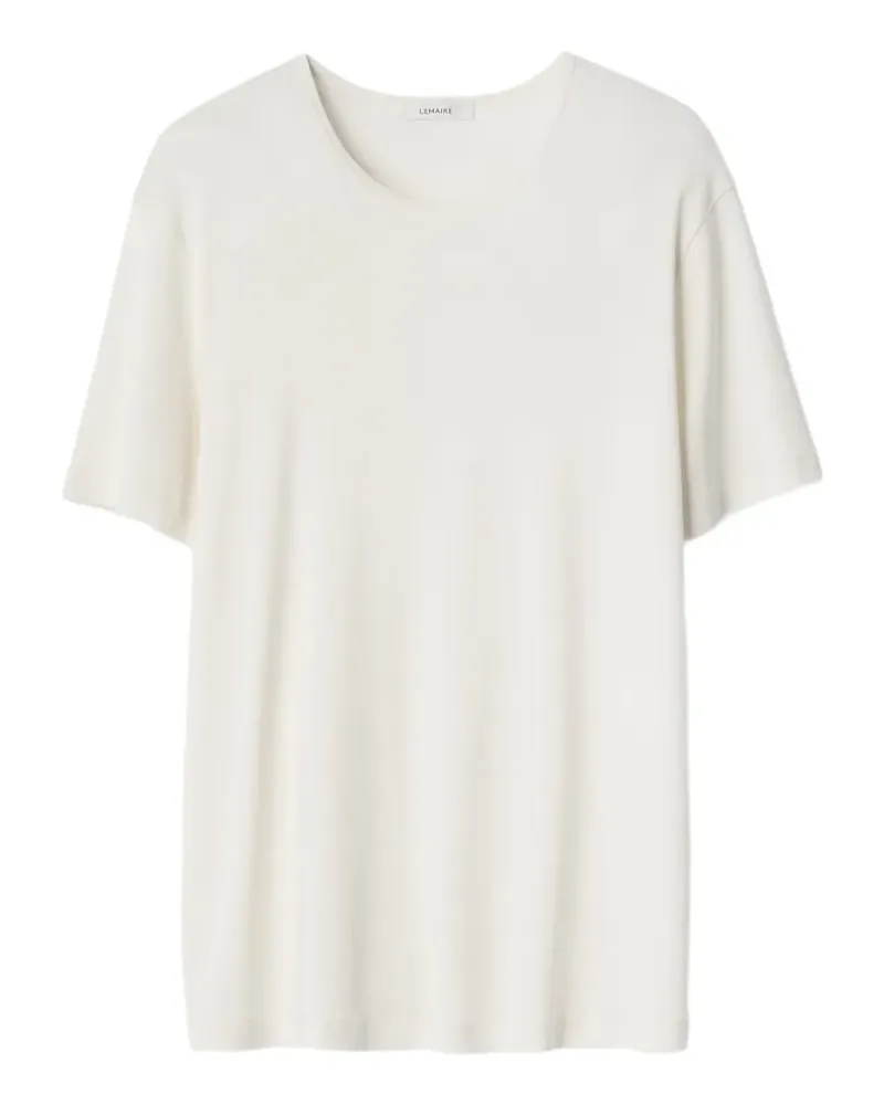 Christophe Lemaire Geripptes T-Shirt mit U-Ausschnitt - Weiß Weiß