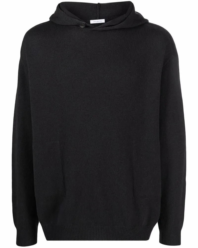 Malo Hoodie aus geripptem Strick - Schwarz Schwarz