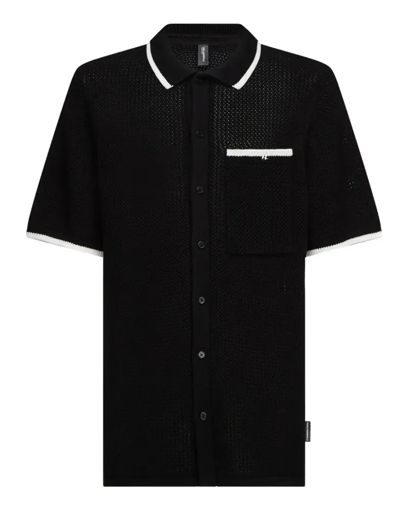 Karl Lagerfeld Häkelhemd mit Monogramm-Anstecknadel - Schwarz Schwarz