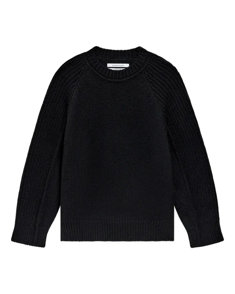 Another Tomorrow ribbed-knit raglan-sleeve sweater - Schwarz Schwarz