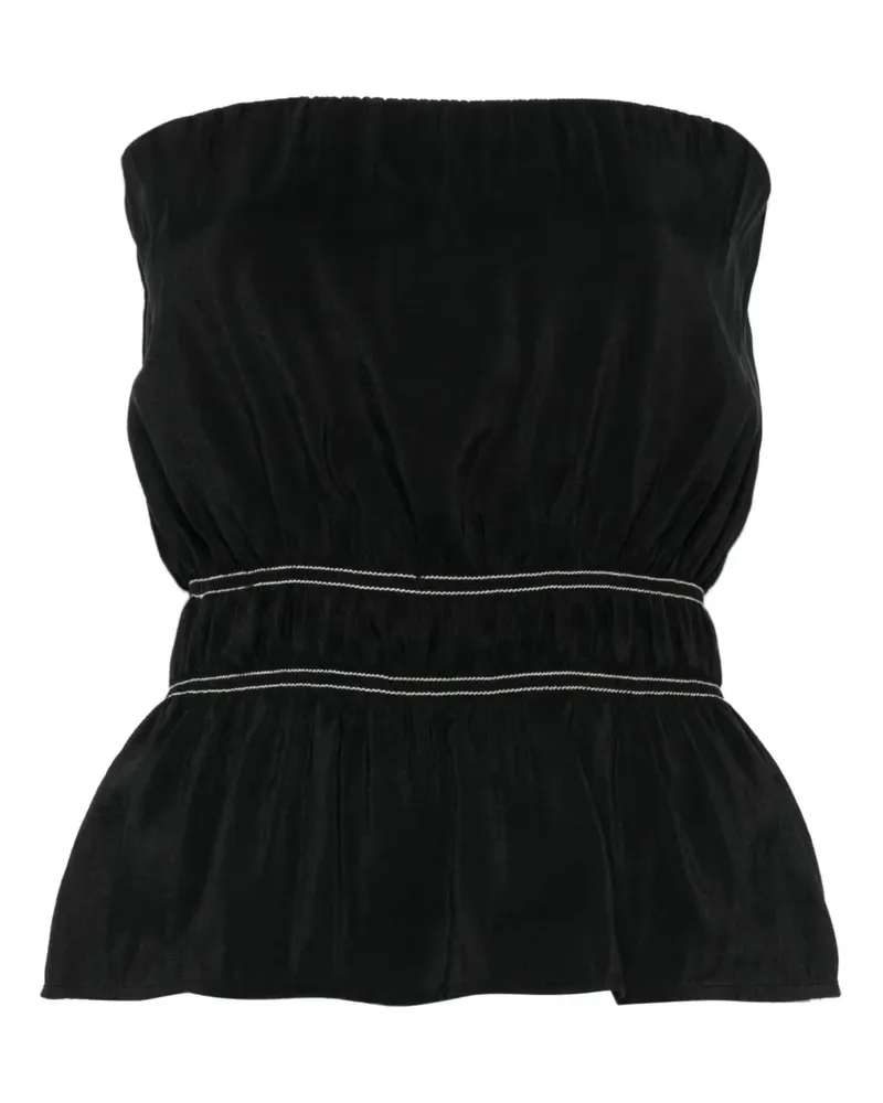 Nanushka Bandeau-Top mit gesmoktem Detail - Schwarz Schwarz