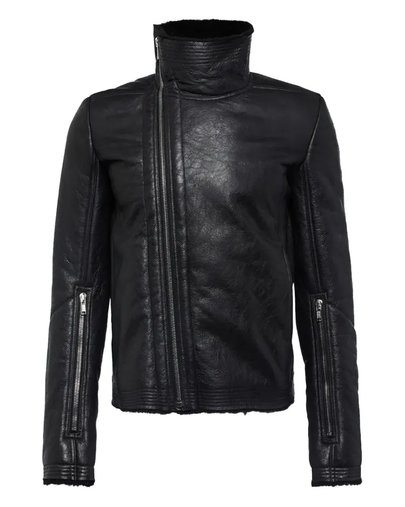 Rick Owens Jacke aus Shearling mit asymmetrischem Reißverschluss - Schwarz Schwarz