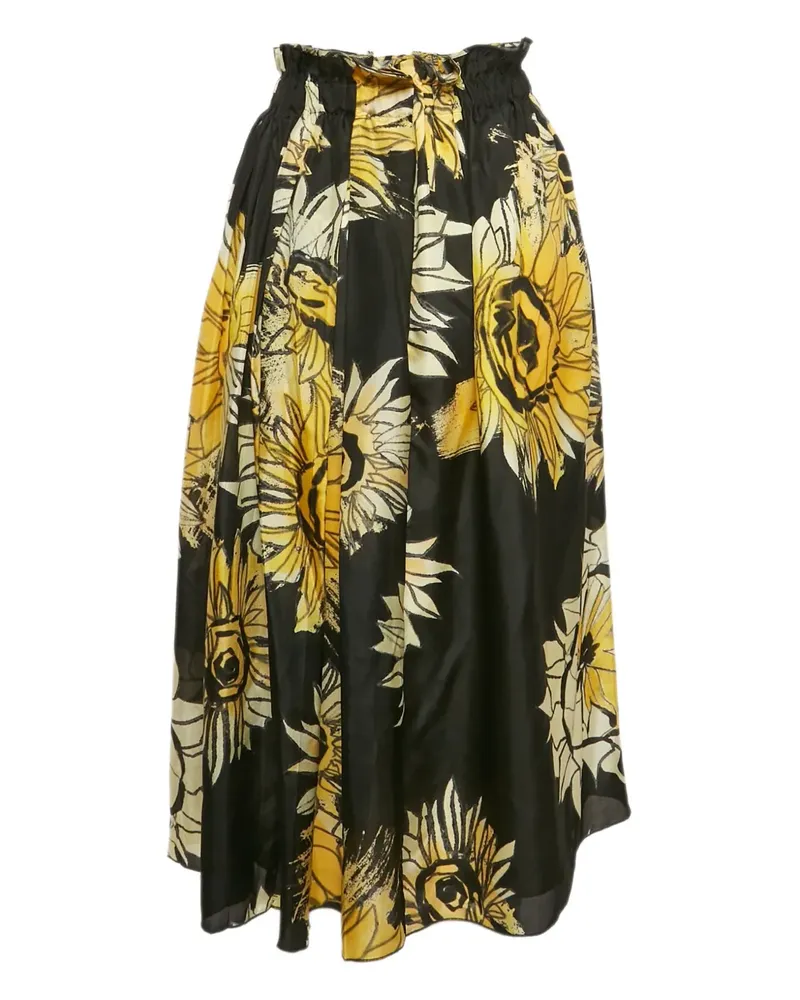 N° 21 2015 Rock mit Sonnenblumen-Print - Schwarz Schwarz