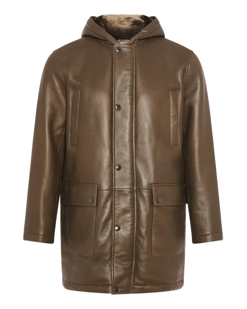 Yves Salomon Kapuzenmantel aus Shearling - Braun Braun