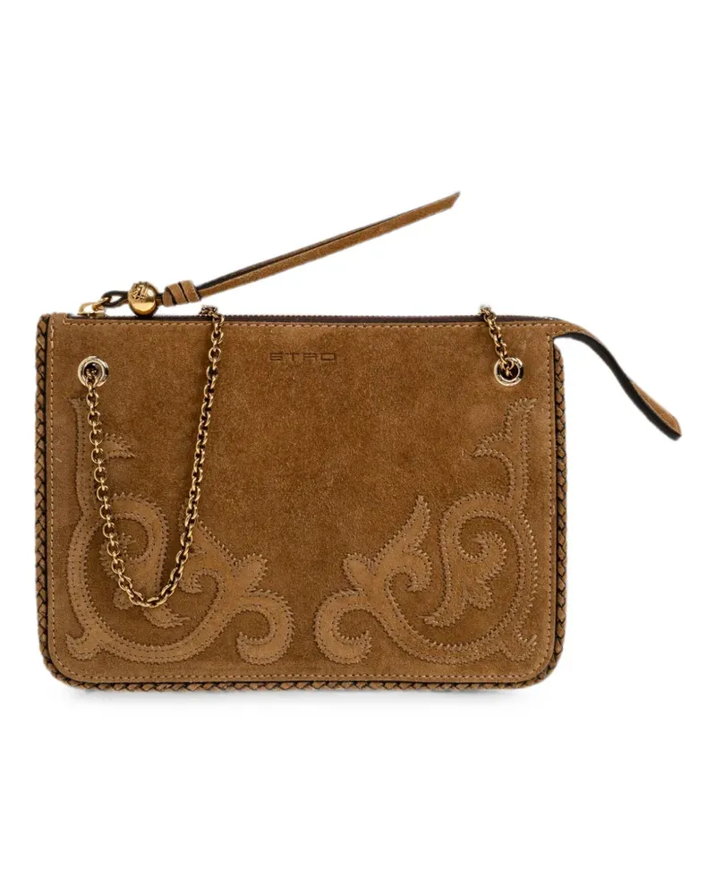 Etro Wildledertasche mit Logo - Nude Nude