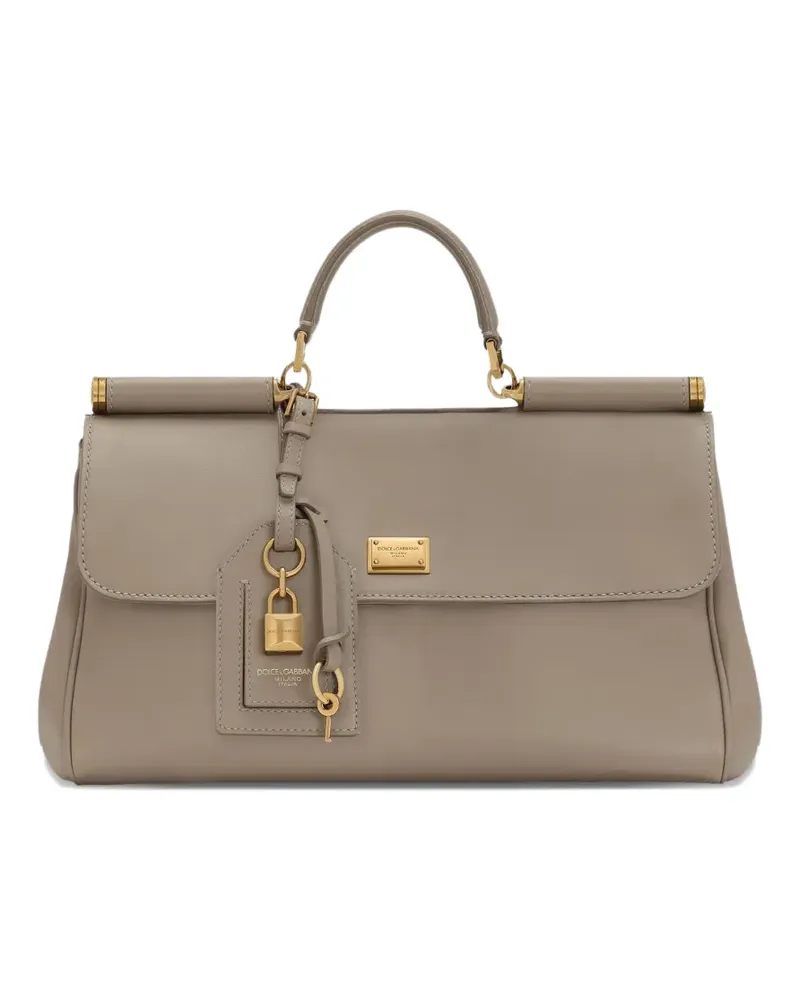 Dolce & Gabbana My Sicily Tote Bag mit Schloss-Anhänger - Nude Nude