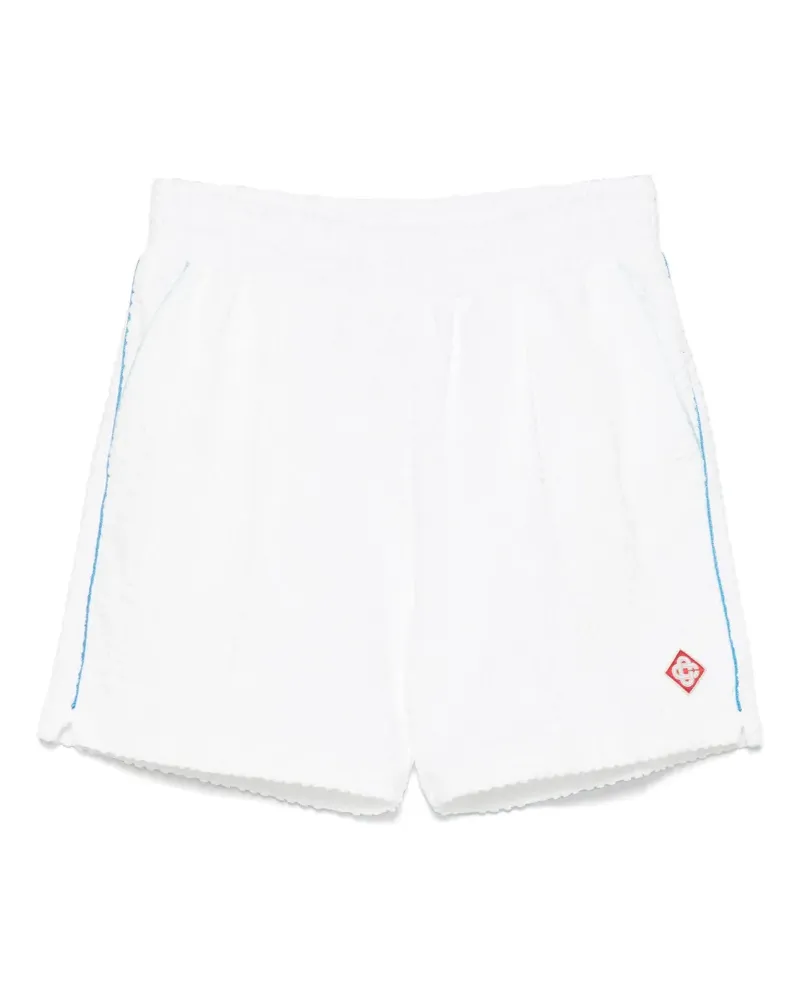 Casablanca Paris Gestreifte Frottee-Tennis-Shorts - Weiß Weiß