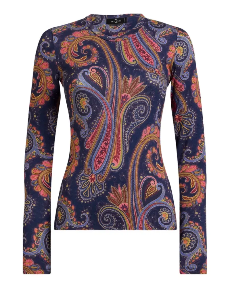 Etro Jersey-Pullover mit Paisley-Motiv - Blau Blau