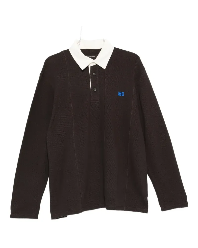 Wales Bonner pique long-sleeve polo shirt - Braun Braun