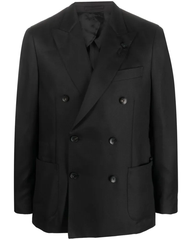 LARDINI Doppelreihiges Sakko mit Satin-Finish - Schwarz Schwarz