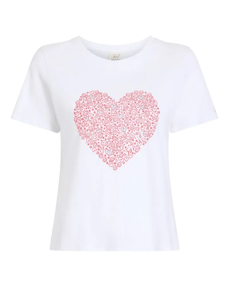 Cinq à Sept rhinestone-embellished heart-print T-shirt - Weiß Weiß