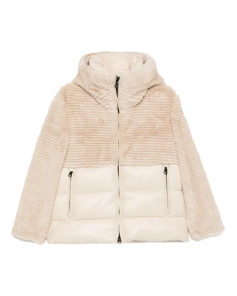 Blauer Fanevil wattierter Mantel mit Einsätzen aus Faux Fur - Nude Nude