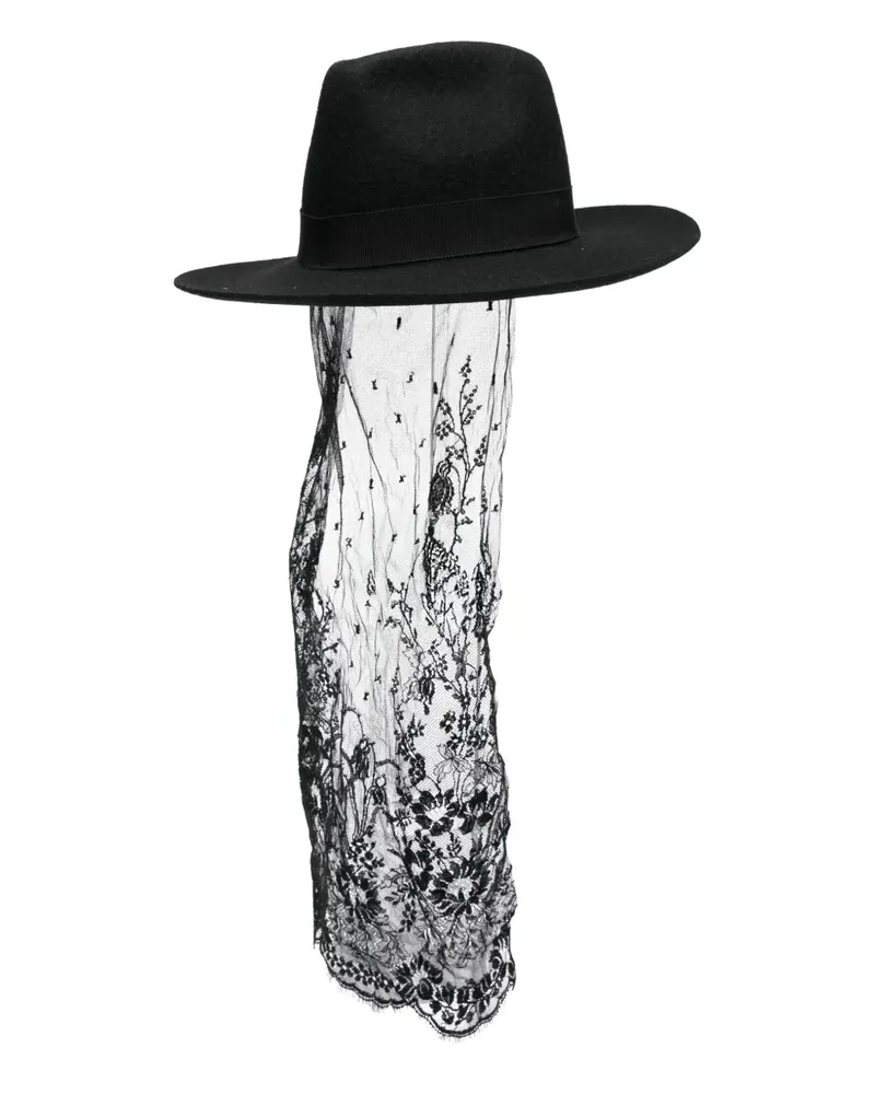 Isabel Benenato Hut mit Spitzendetail - Schwarz Schwarz