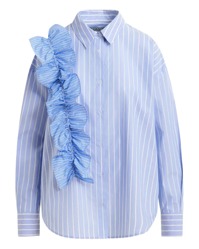 Essentiel Gestreiftes Ibody Hemd mit Rüschendetail - Blau Blau