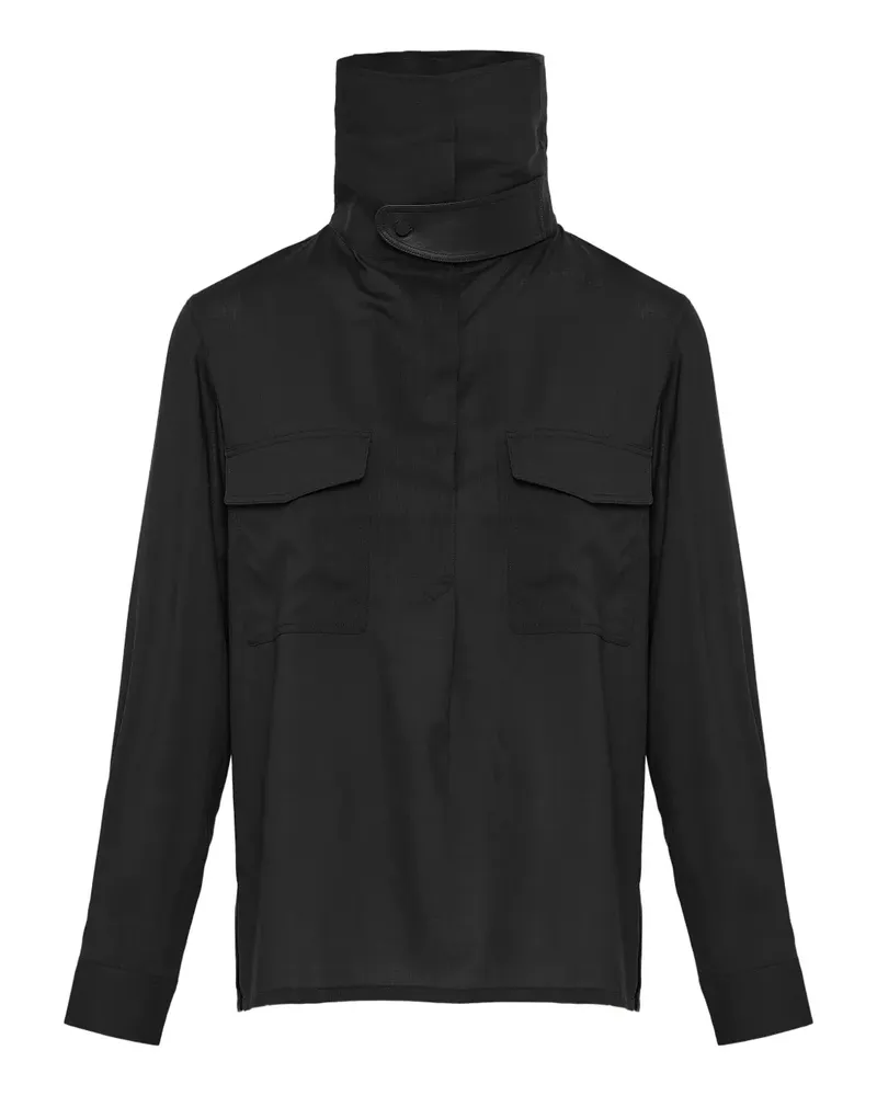 Yves Salomon Bluse mit Stehkragen - Schwarz Schwarz