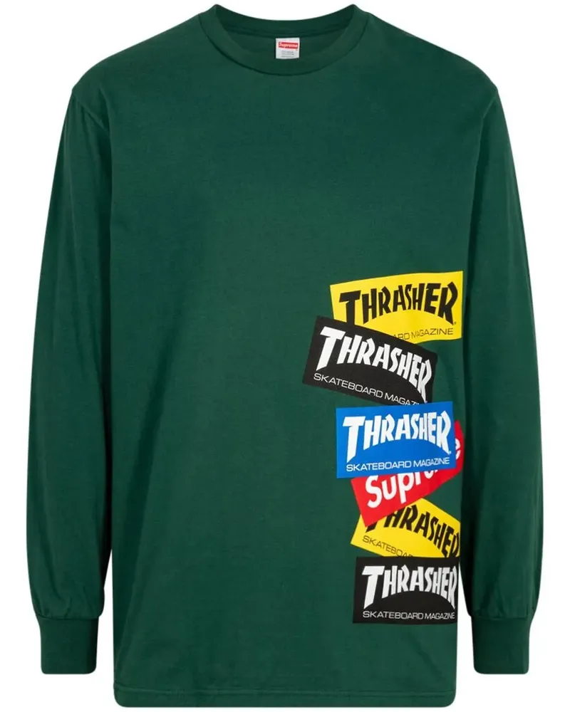 Supreme Being x Thrasher Langarmshirt mit Logo - Grün Grün