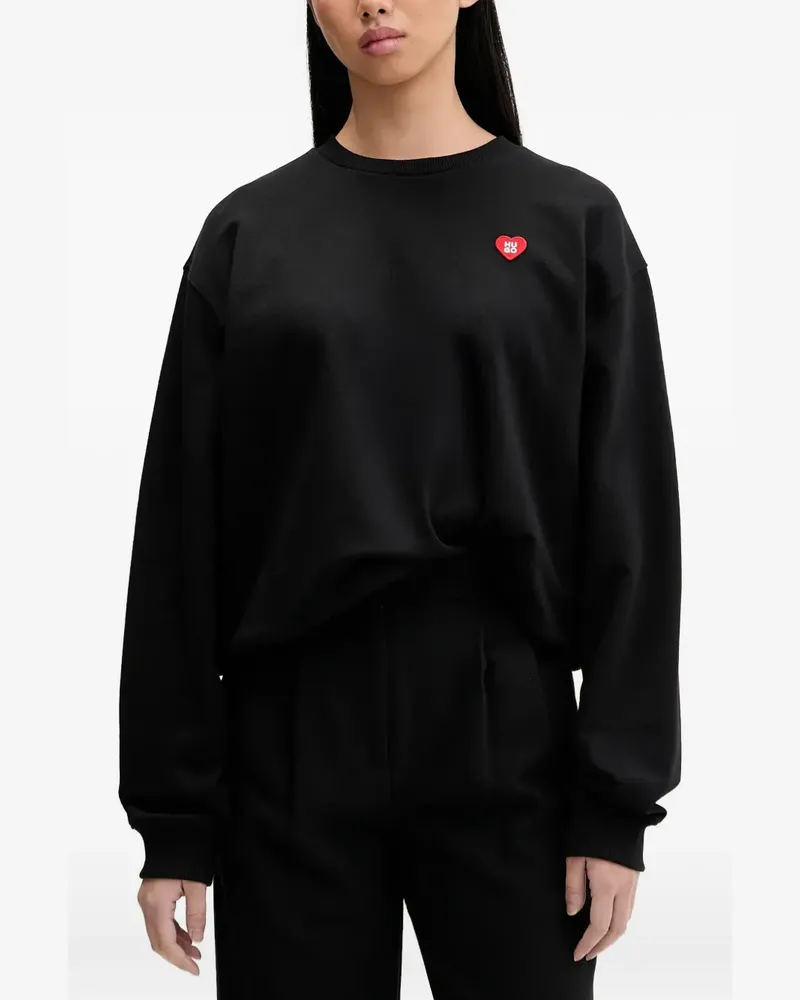 HUGO BOSS heart-patch crew-neck sweatshirt - Schwarz Schwarz