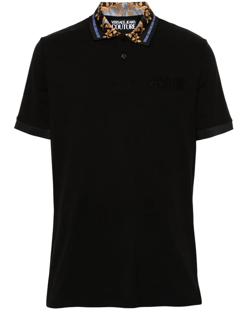 Versace Jeans Poloshirt mit Logo-Stickerei Schwarz