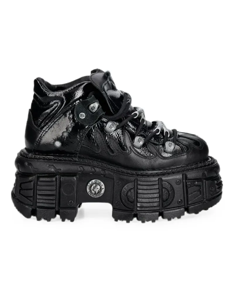 New Rock Metallic-Sneakers mit dicker Sohle - Schwarz Schwarz