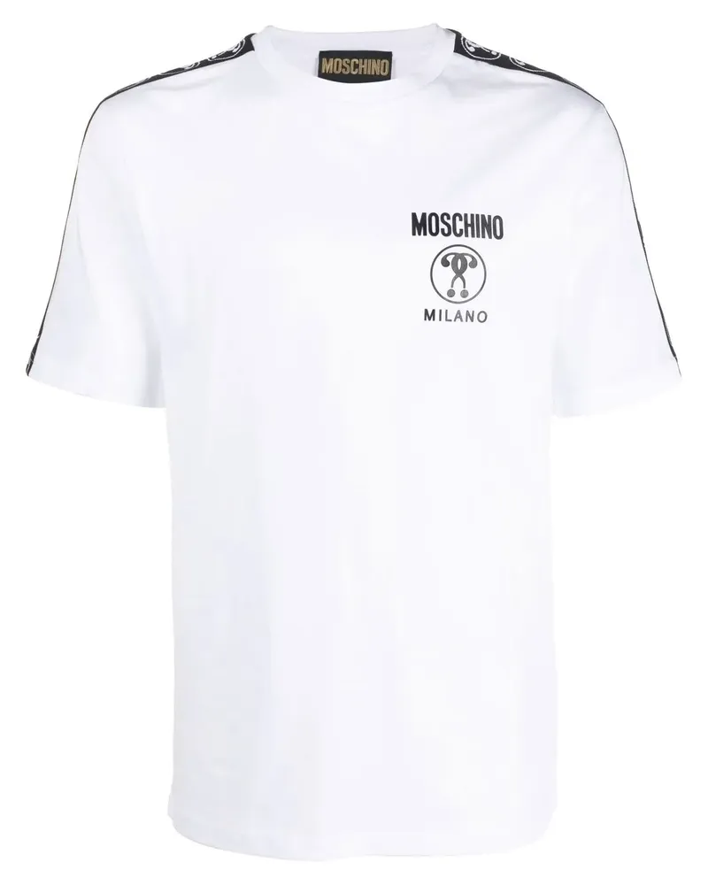Moschino T-Shirt mit Logo-Streifen - Weiß Weiß