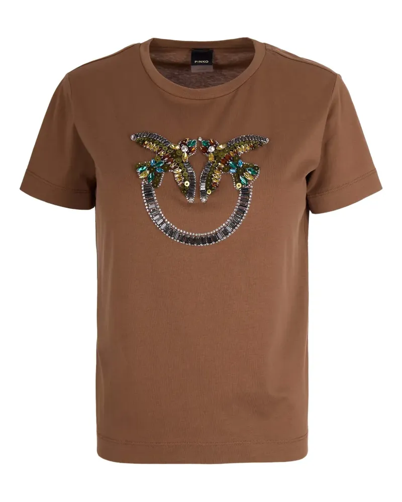 Pinko T-Shirt mit Strass - Braun Braun