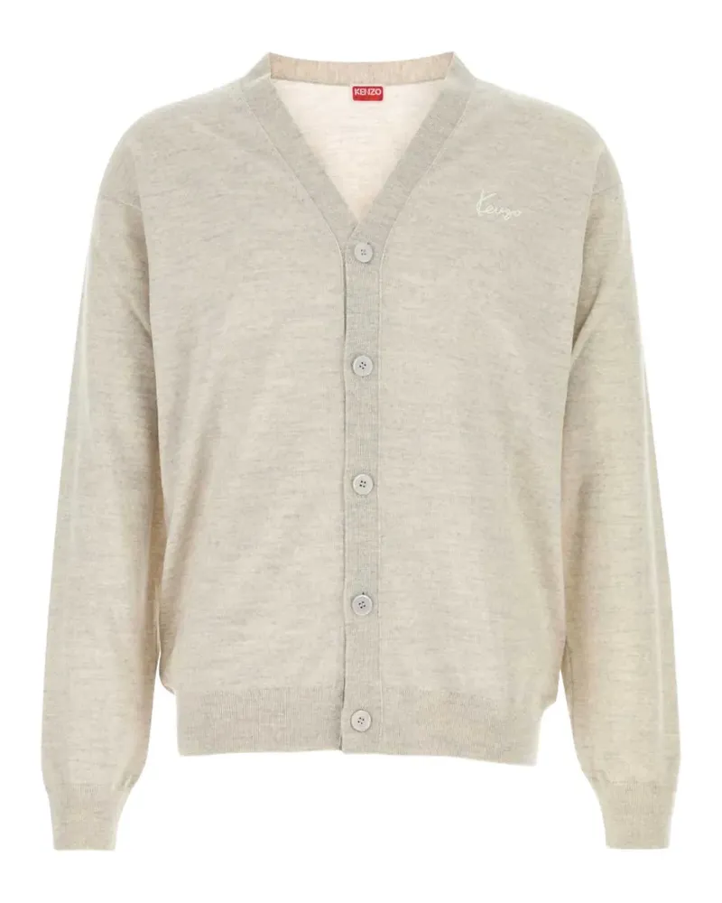 Kenzo embroidered-logo wool cardigan - Grau Grau