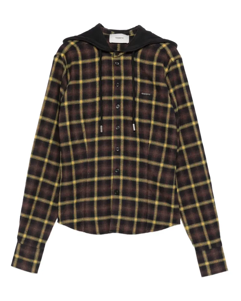 COPERNI check-print hooded shirt - Braun Braun