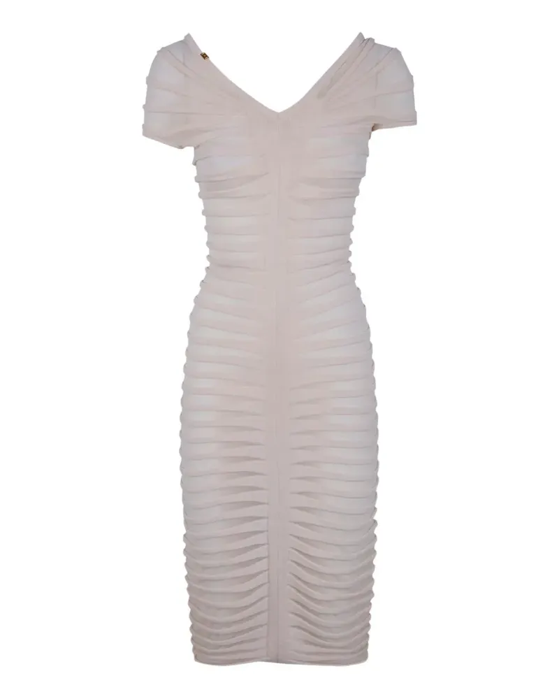 Elisabetta Franchi V-neck ruched-design midi dress - Nude Nude