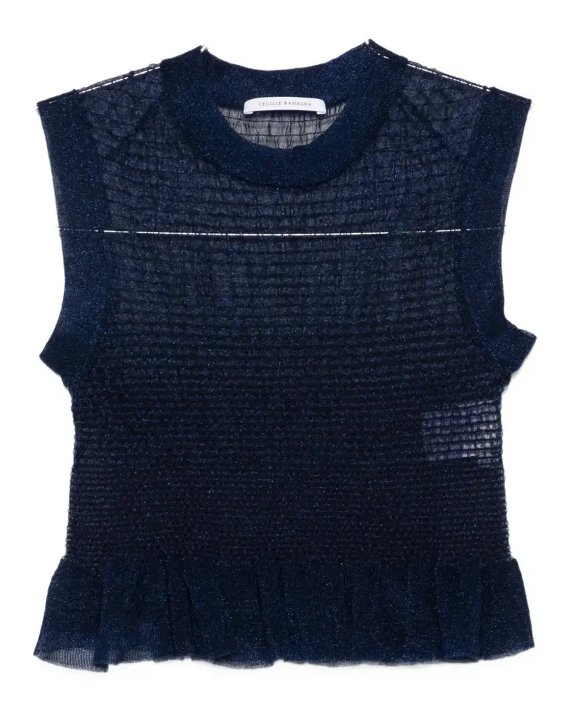 Cecilie Bahnsen ruffled knit top - Blau Blau