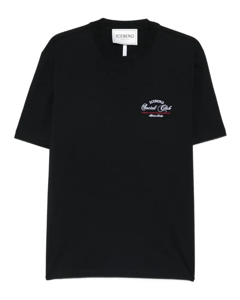 Iceberg logo crew neck T-shirt - Schwarz Schwarz