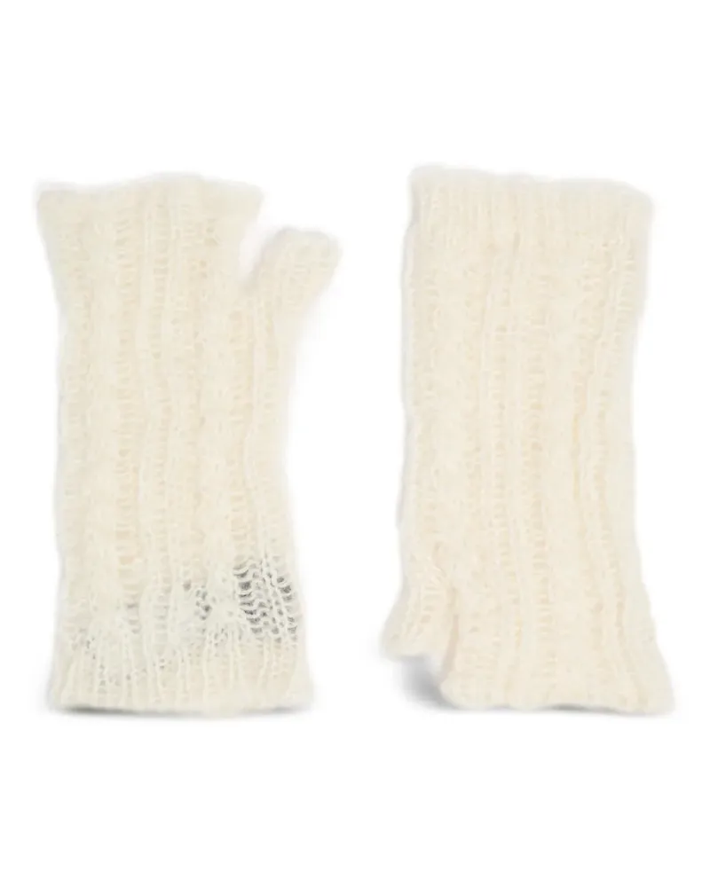 Ann Demeulemeester Fingerlose Handschuhe mit Zopfmuster - Nude Nude