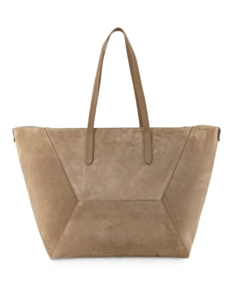 Brunello Cucinelli Shopper aus Wildleder - Nude Nude