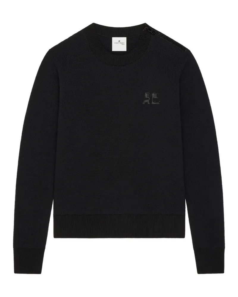 Courrèges Pullover mit Logo-Patch und Reißverschluss an der Schulter - Schwarz Schwarz