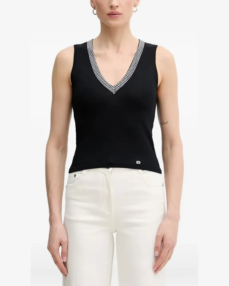Gaudi crystal-embellished V-neck top - Schwarz Schwarz