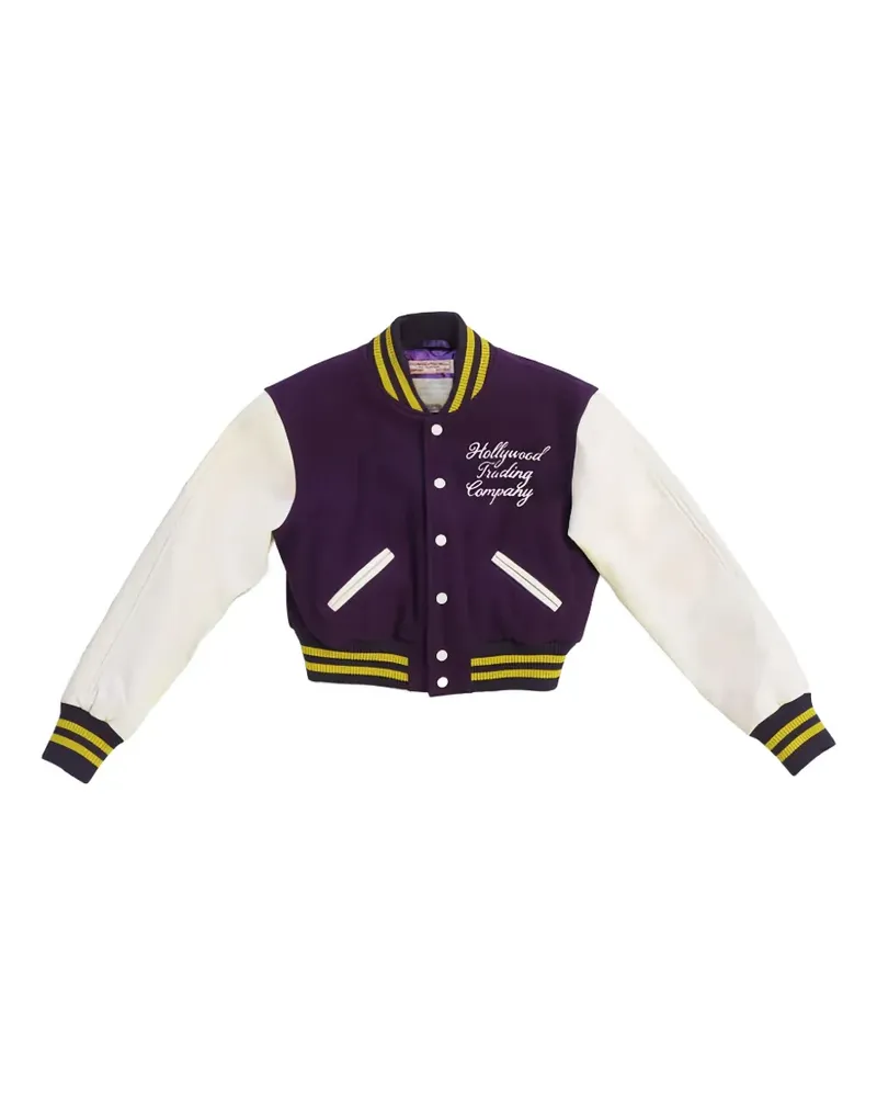HTC Hollywood Trading Company College Collegejacke mit Logo-Stickerei - Violett Violett
