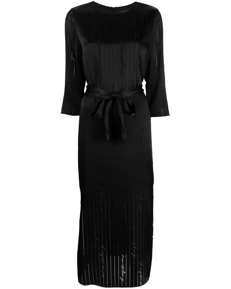 Armani Exchange Midikleid aus Satin - Schwarz Schwarz
