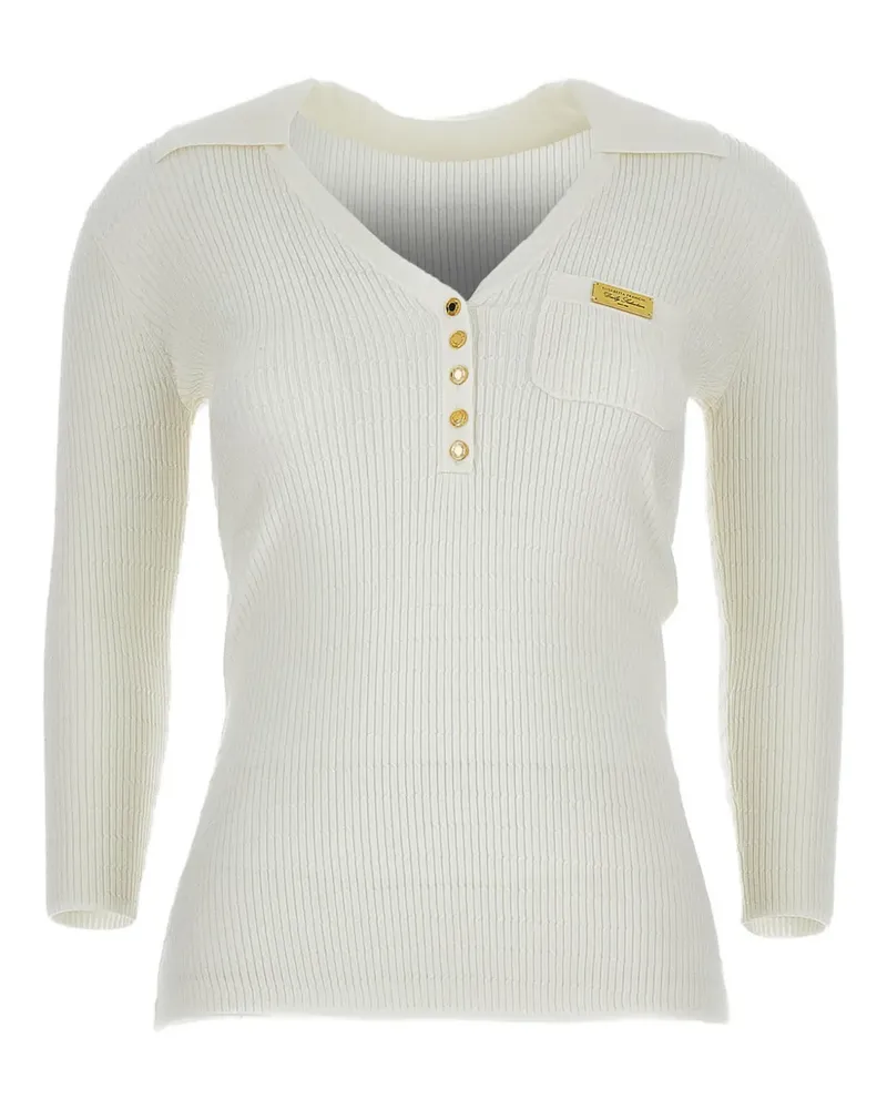 Elisabetta Franchi V-neck ribbed sweater - Weiß Weiß