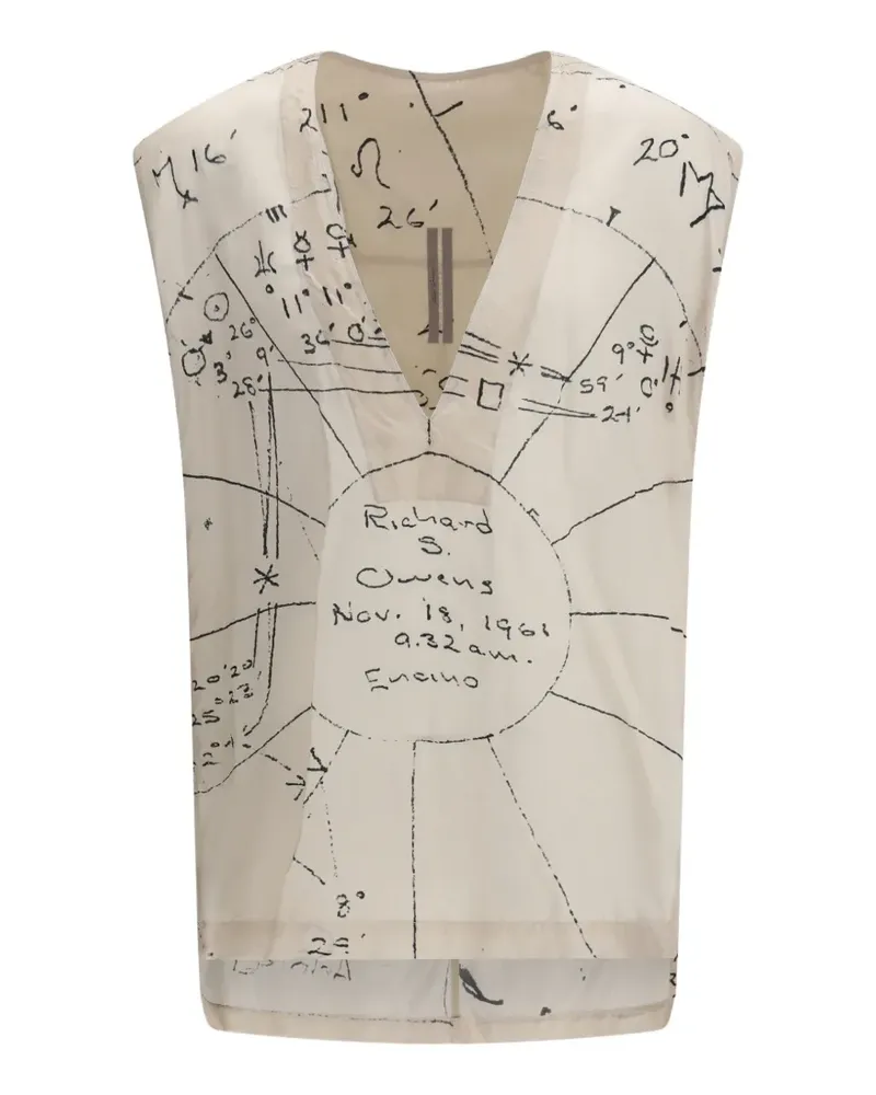 Rick Owens V-neck print top - Nude Nude