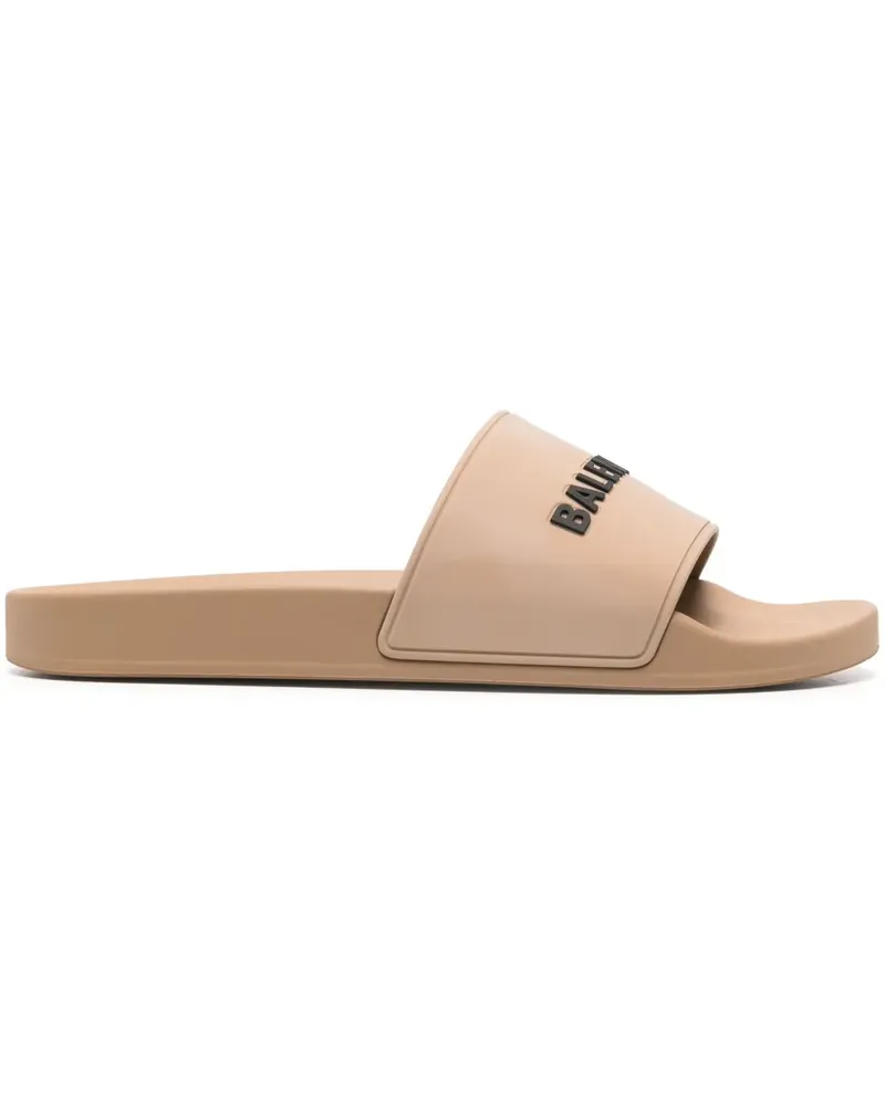 Balenciaga logo-embossed slides - Nude Nude