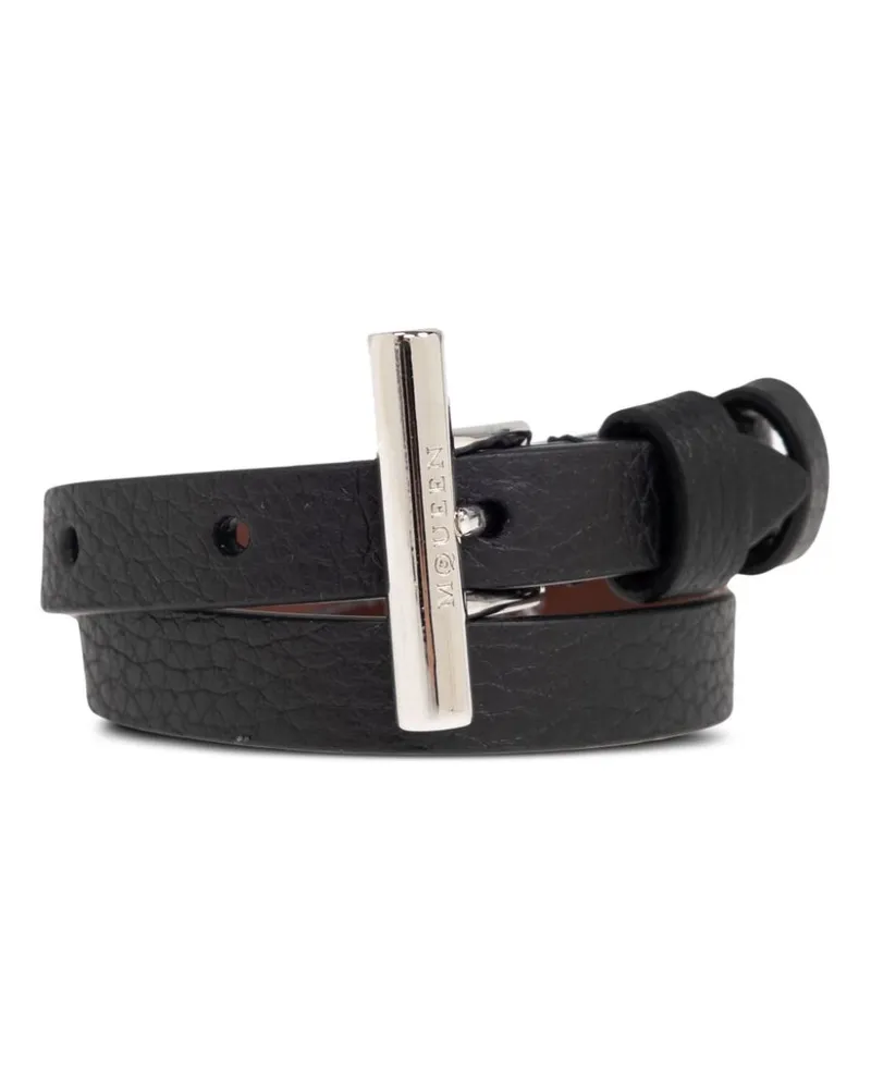 Alexander McQueen Doppelt gewickeltes Armband Schwarz