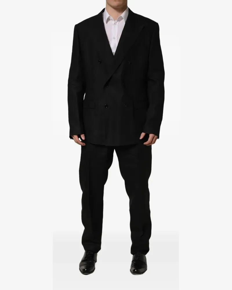 Dolce & Gabbana Doppelreihiger Anzug aus Leinen - Schwarz Schwarz