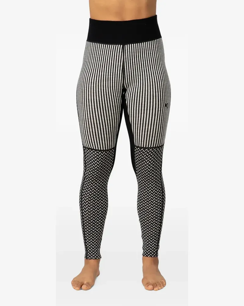 Kari Traa Gestreifte Smekker Leggings mit Zickzackmuster - Schwarz Schwarz