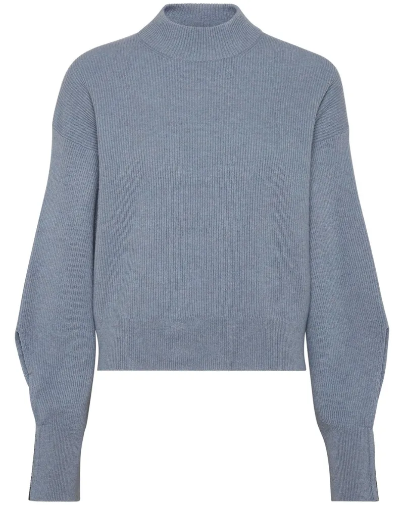 Brunello Cucinelli Kaschmirpullover mit Stehkragen - Blau Blau