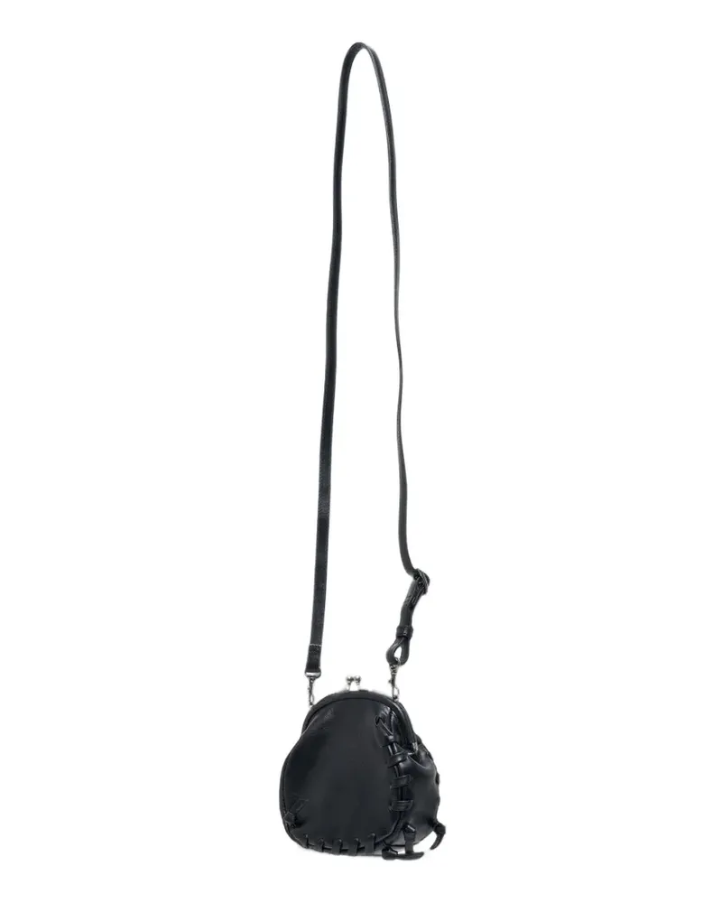 Yohji Yamamoto lace-up clasp-fastening shoulder bag - Schwarz Schwarz